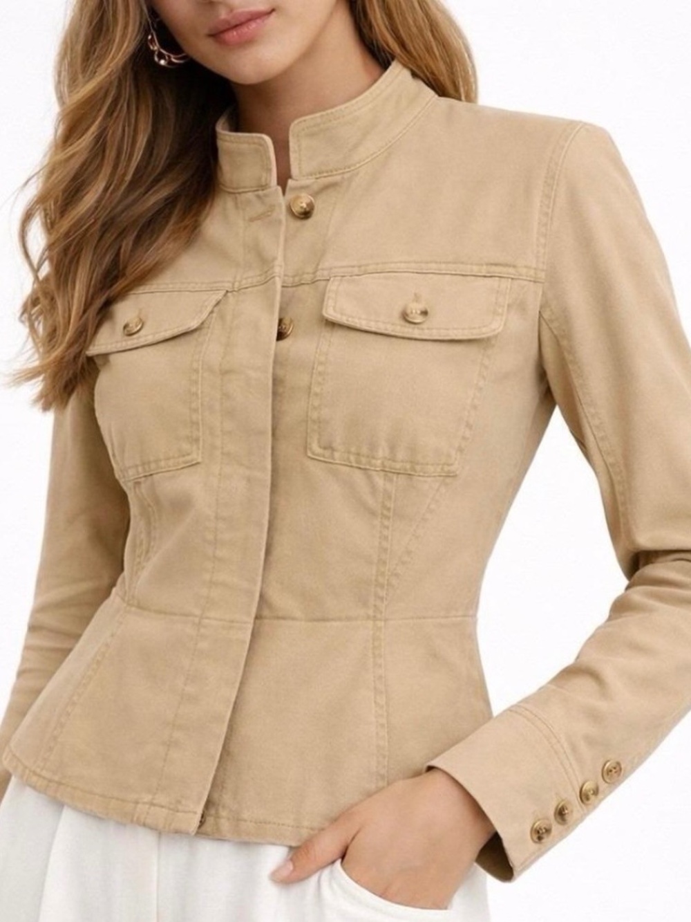 CAbi Camp Fitted, Khaki Utility Jacket,
